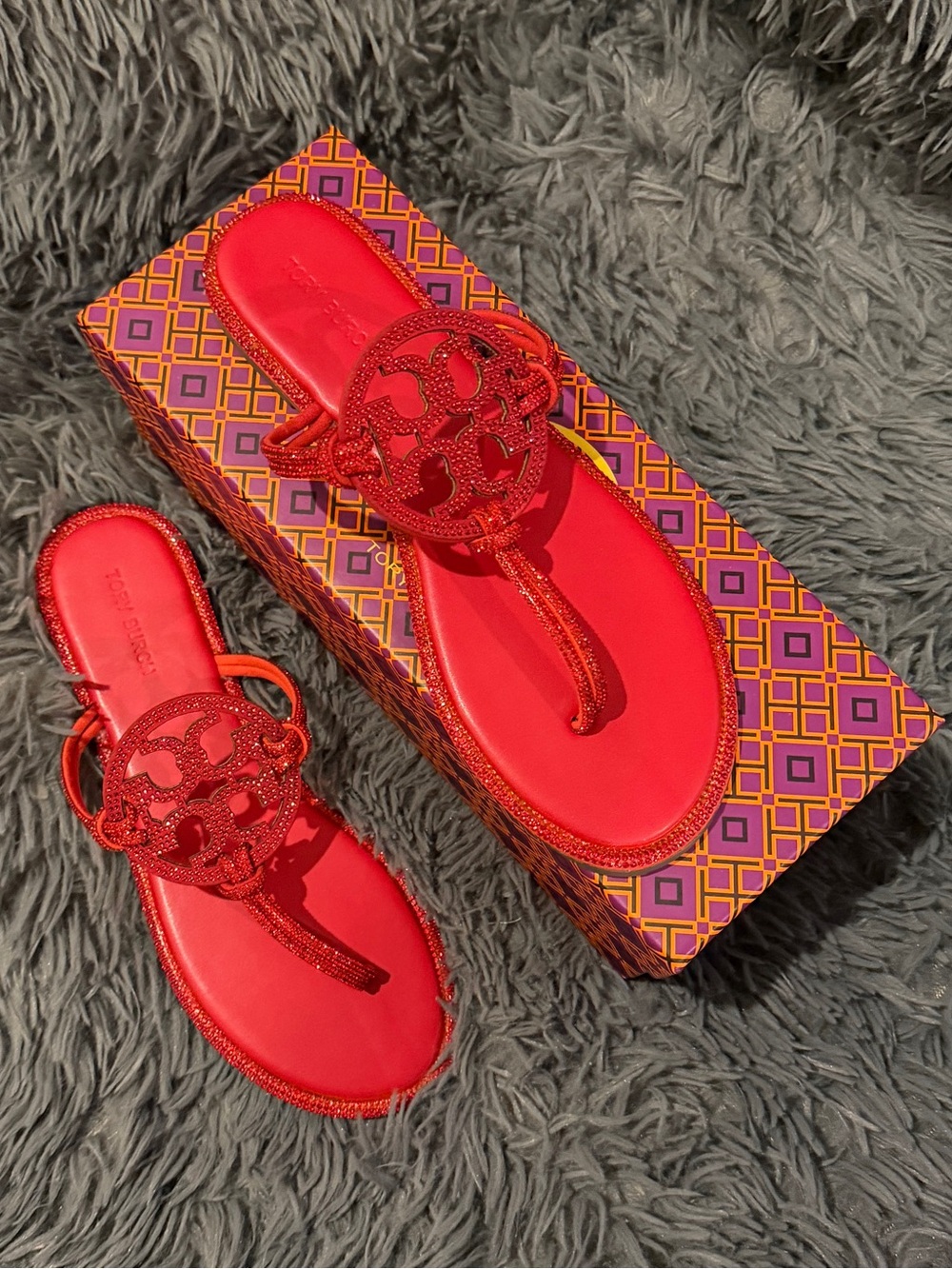 Tory Burch Red Miller Pavé Knotted Sandal